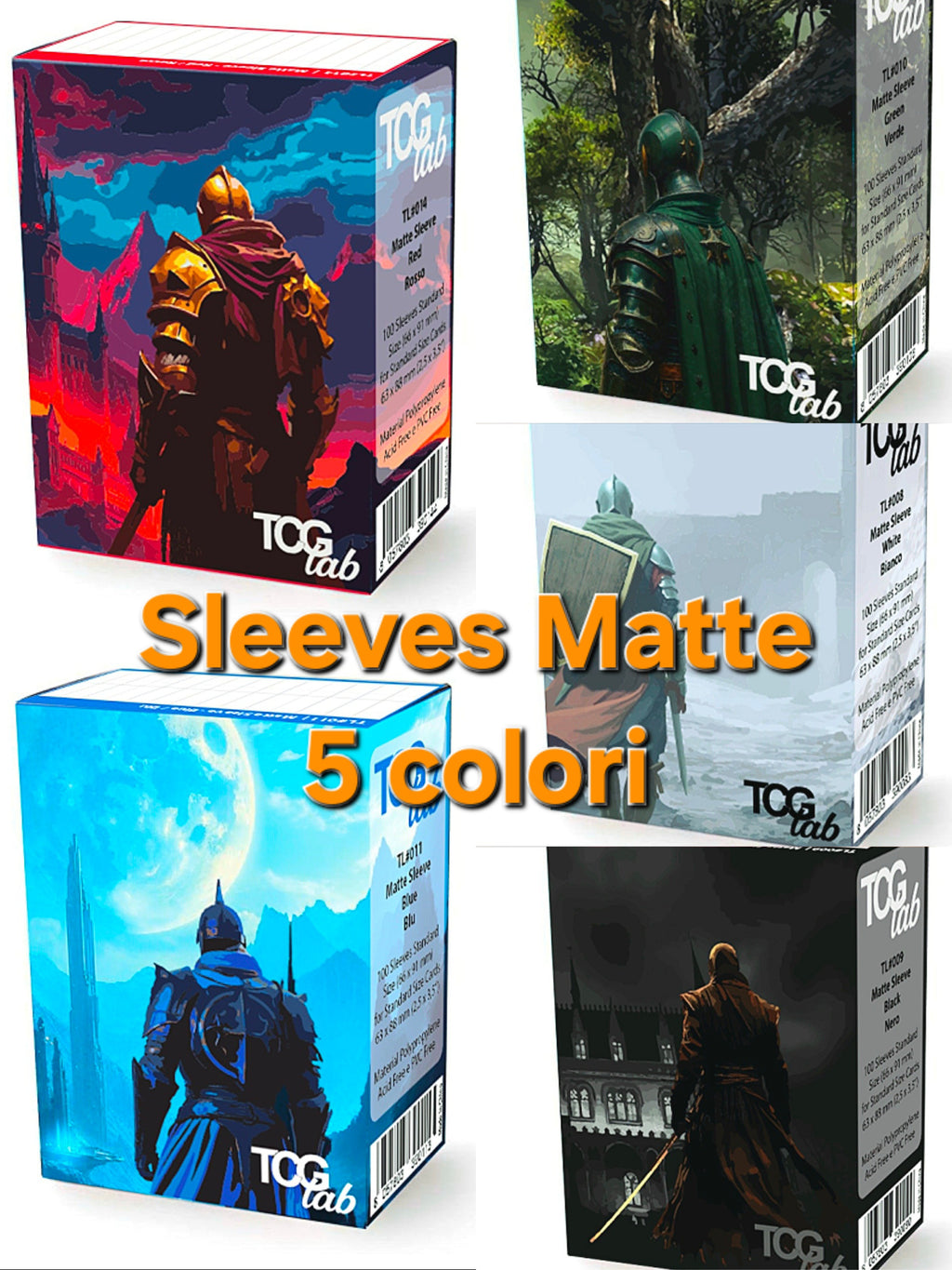 Matte Sleeves – 100 Bustine Protettive Standard Matte Ultra Clear – 5 Colori - per Carte Collezionabili