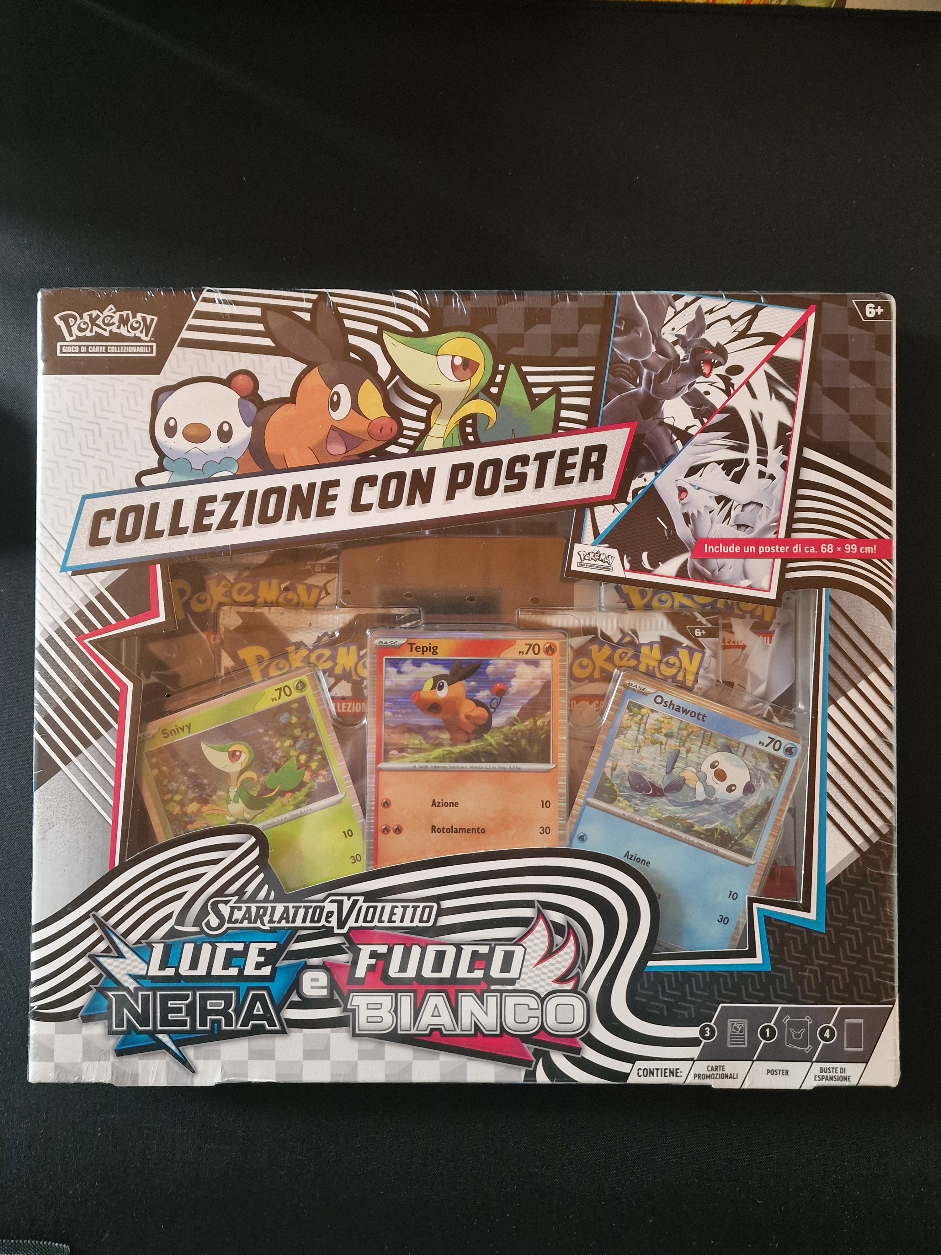 Collezione con poster - Luce nera e Fuoco bianco - Pokémon Scarlatto e Violetto