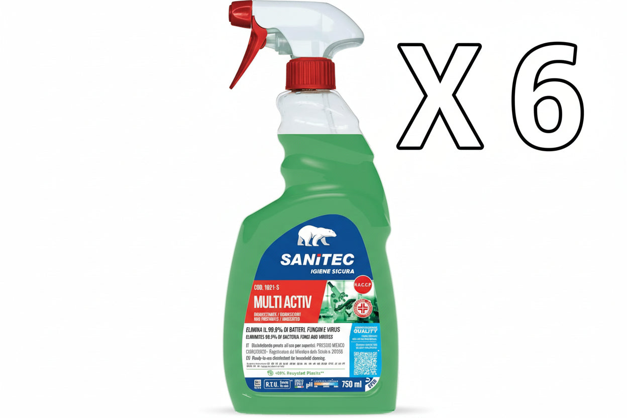 6x PRO Sanitec Multi Activ – Sgrassante Disinfettante Multiuso 750 ml