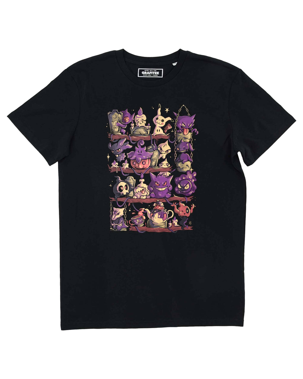T-shirt ghost shelf nero 100% cotone biologico
