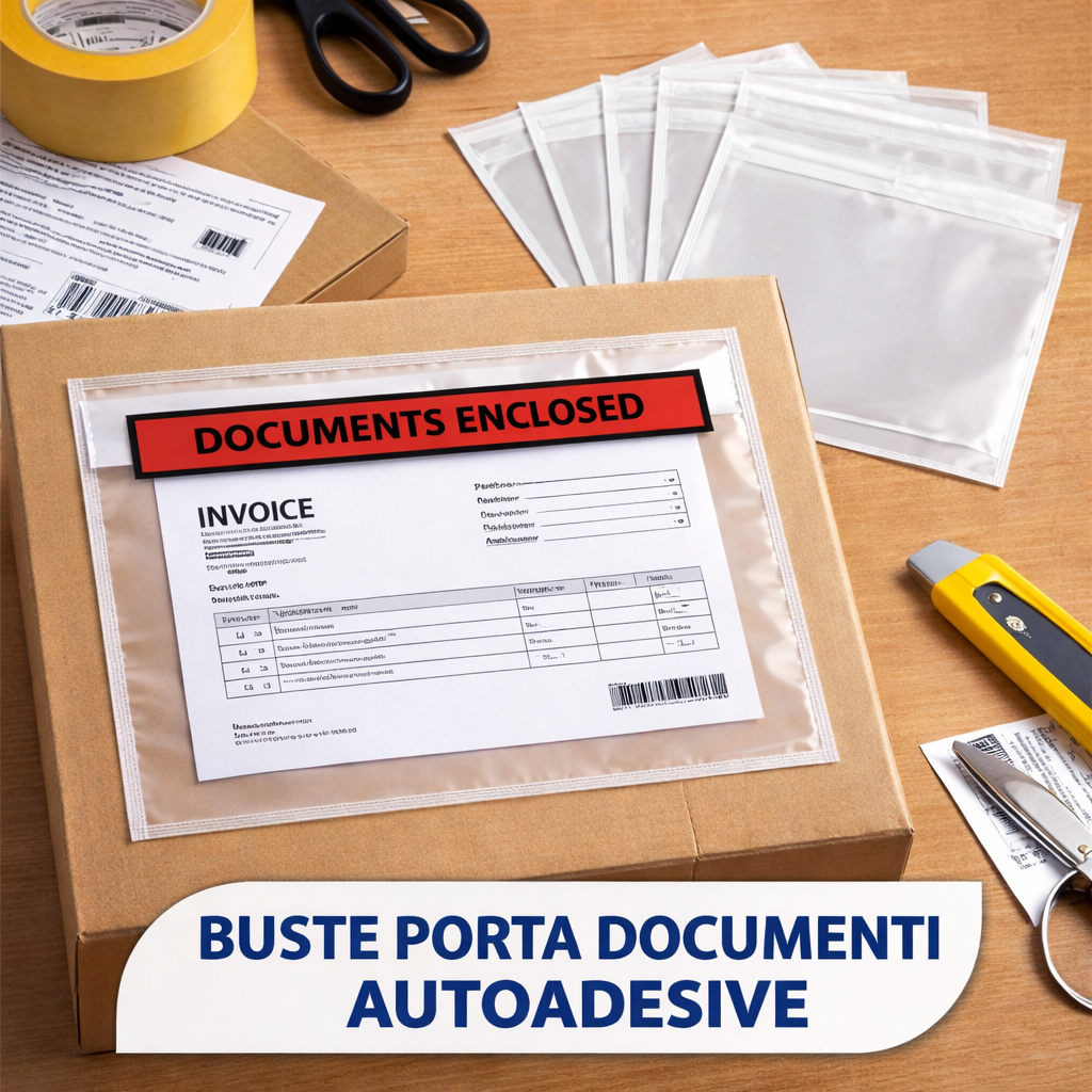 10 Buste Porta Documenti Autoadesive Trasparenti per Spedizioni-DDT-Etichette-ECommerce