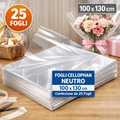 25 Fogli Cellophan Neutro 100x130 cm – Trasparente per Confezioni Regalo