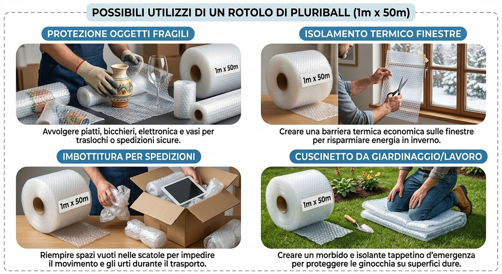 Airfilm 1x50 metri lineari - Pluriball da Imballaggio e Protezione - Traslochi E-Commerce Stoccaggio