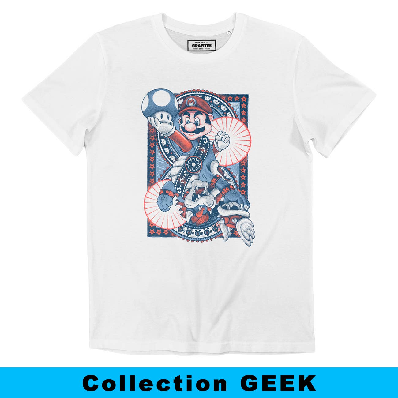 T-shirt Mario Bowser con tatuaggi in stile videogame