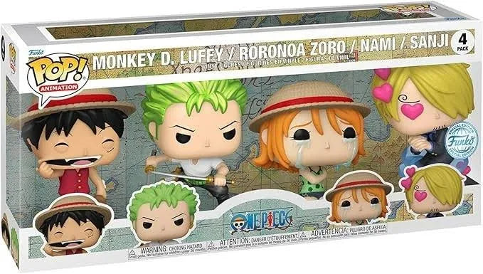 Funko Pop! One Piece 4-Pack Refresh – Special Edition -  Luffy, Zoro, Nami, Sanji – Set Collezionabile Anime, Action Figure Ufficiali